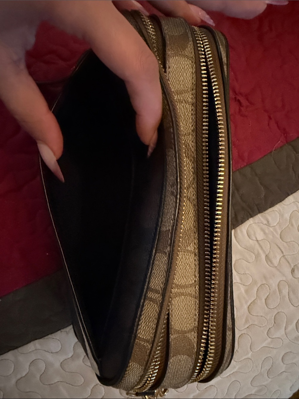 Coach Signature Crossbody Bag in Brown and Cream - Picture 7 of 11